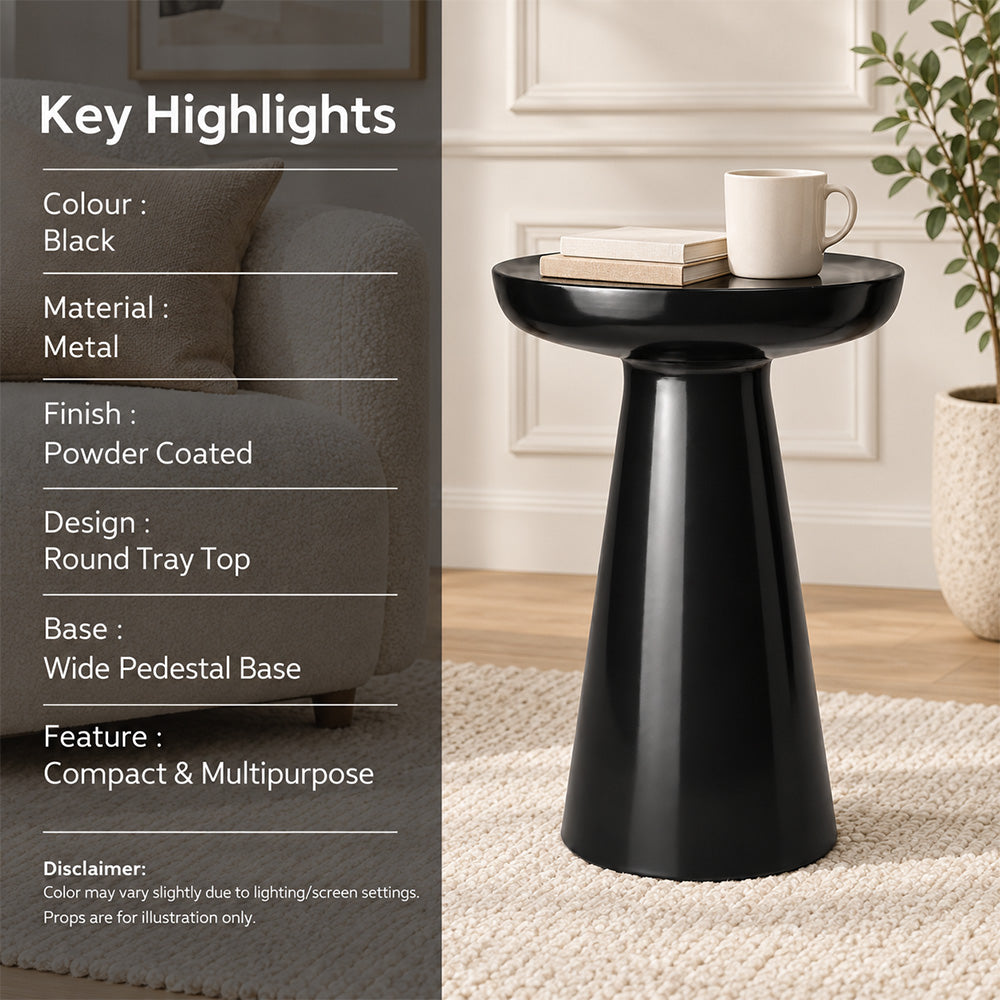Modern Metal Round Pedestal Side Table