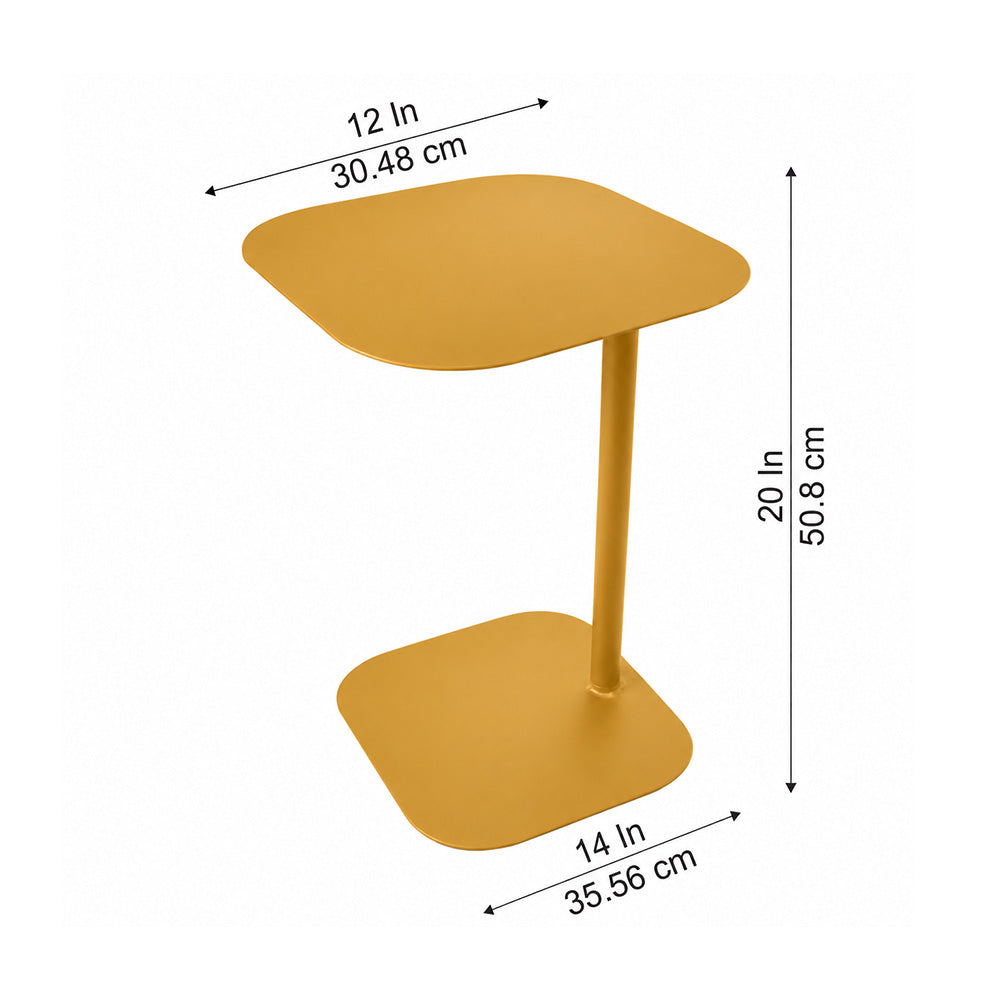 Modern Metal C-Shaped Side Table with Square Top