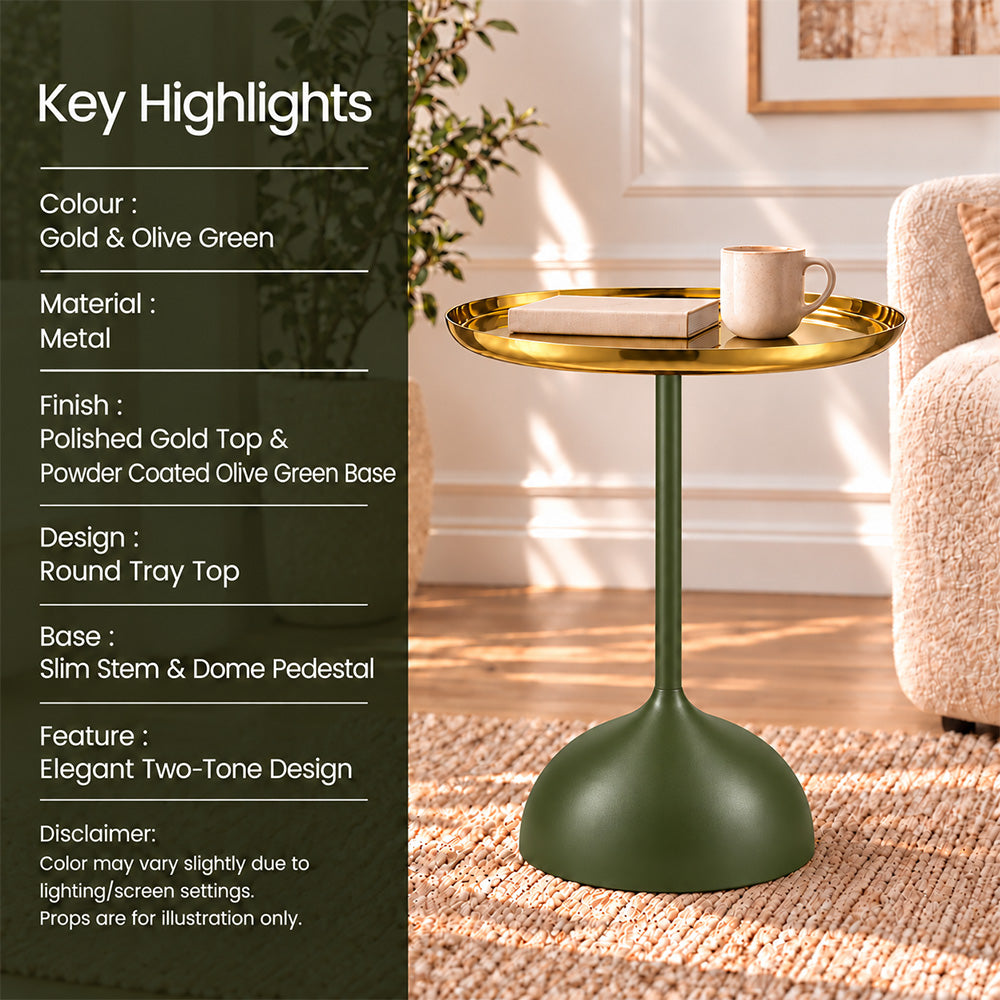 Metal Round Side Table with Flared Pedestal Base