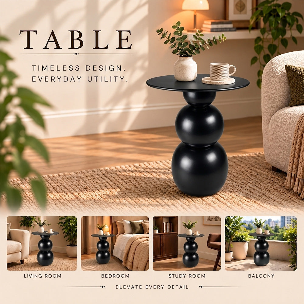 Modern Sculptural Side Table with Round Top