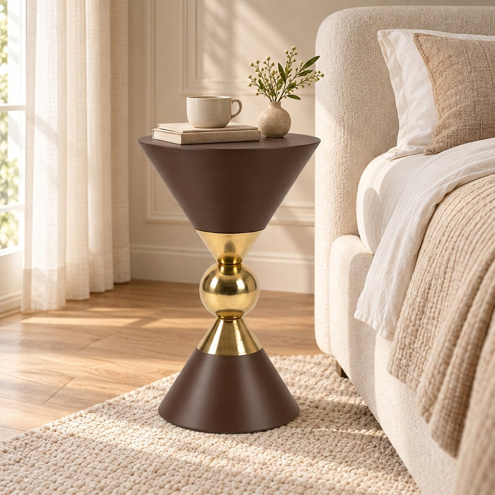 Modern Metal Hourglass Pedestal Side Table