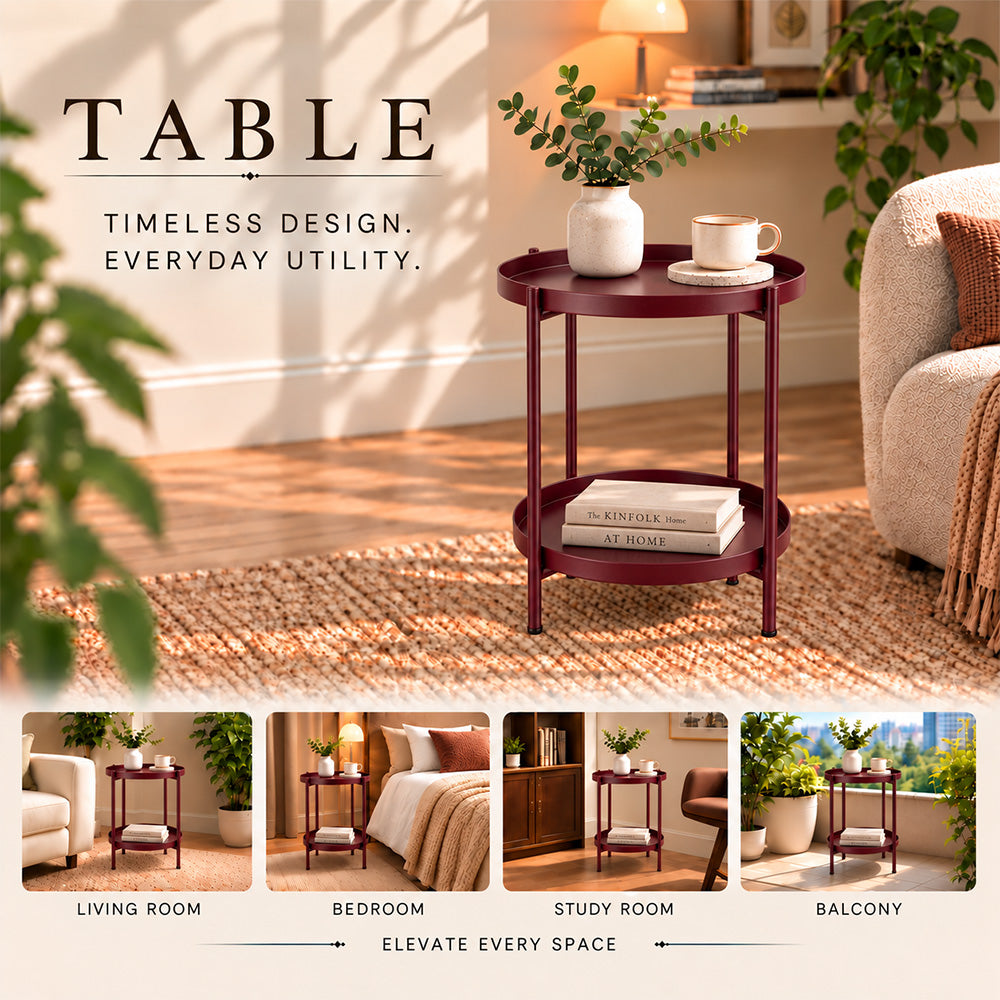 Modern Metal 2-Tier Round Side Table