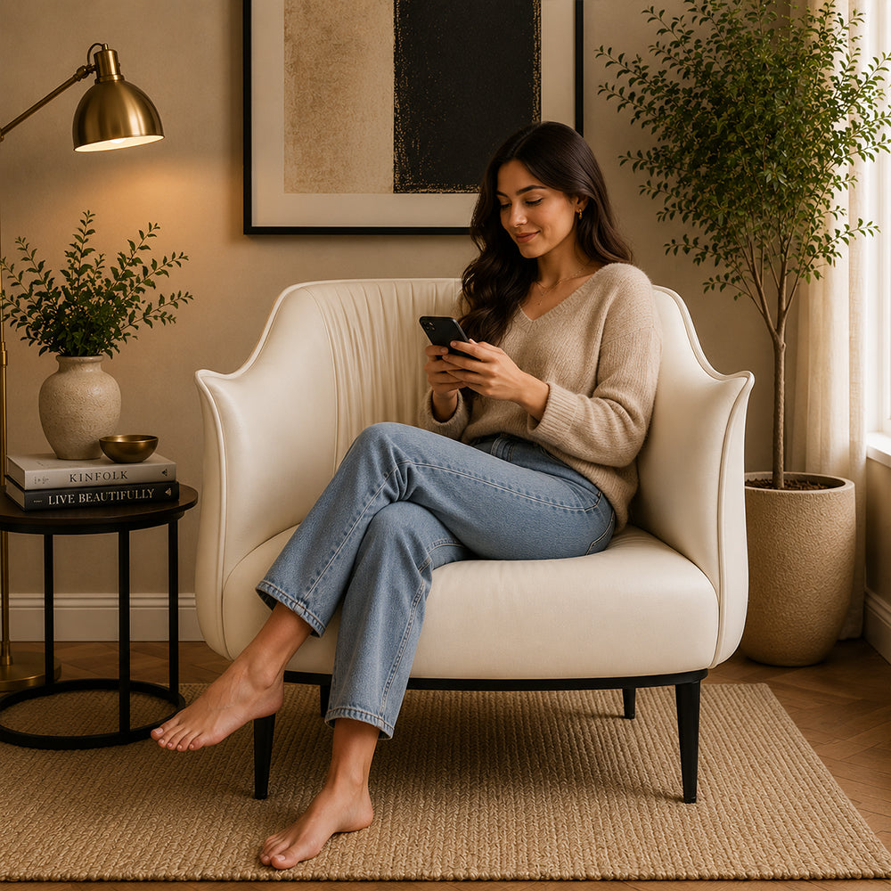 Almeda Lounge Chair| Off-White