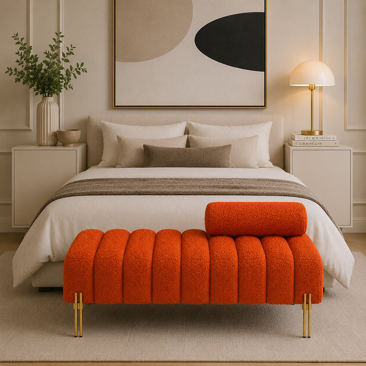 Doe Buck crest bench With Golden Legs|Orange
