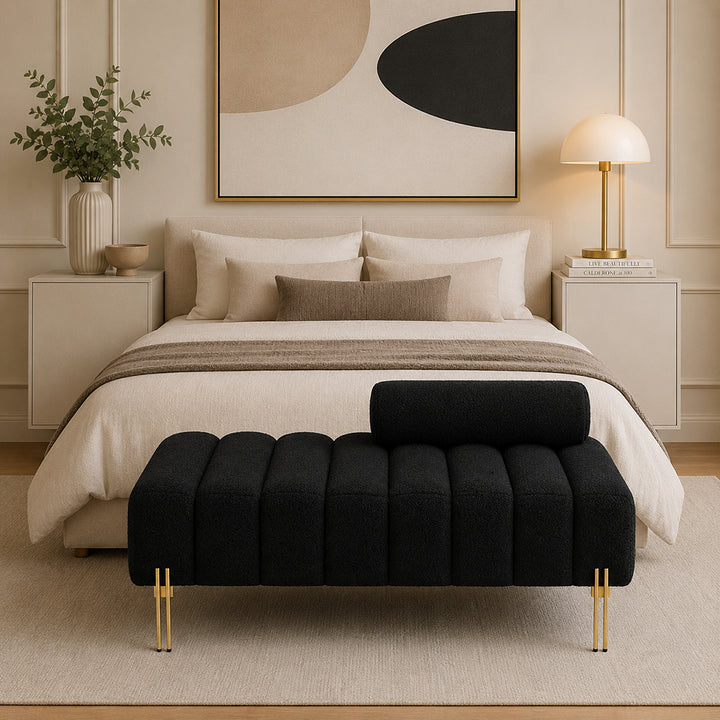 Doe Buck crest bench With Golden Legs|Black