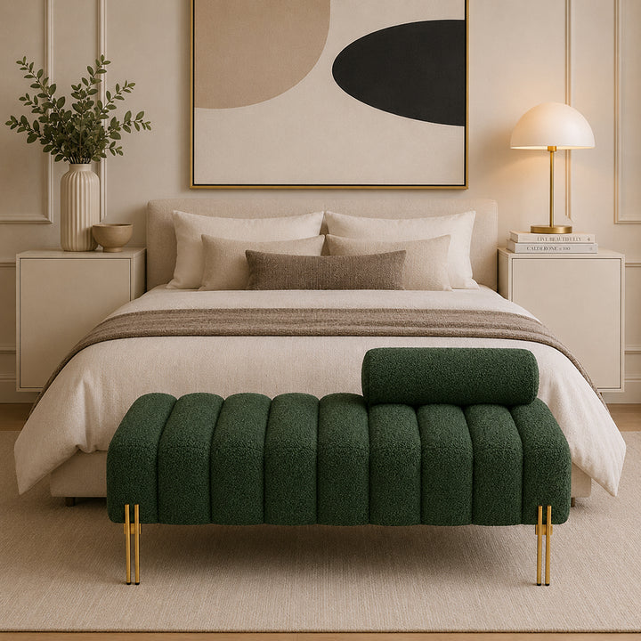 Doe Buck crest bench With Golden Legs|Green