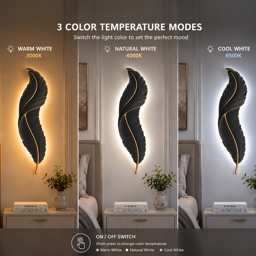 Nature Inspired Feather LED Wall Light