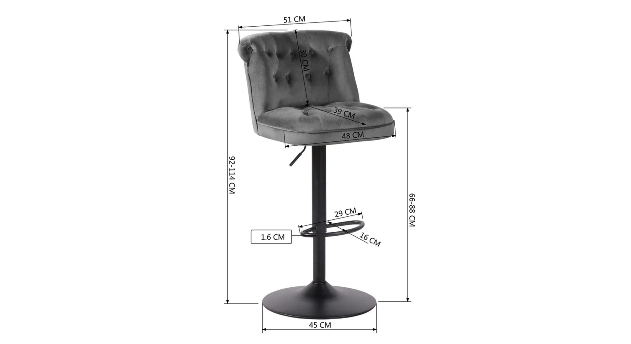 Cellan Swiel Adjustable Bar Stool - Grey