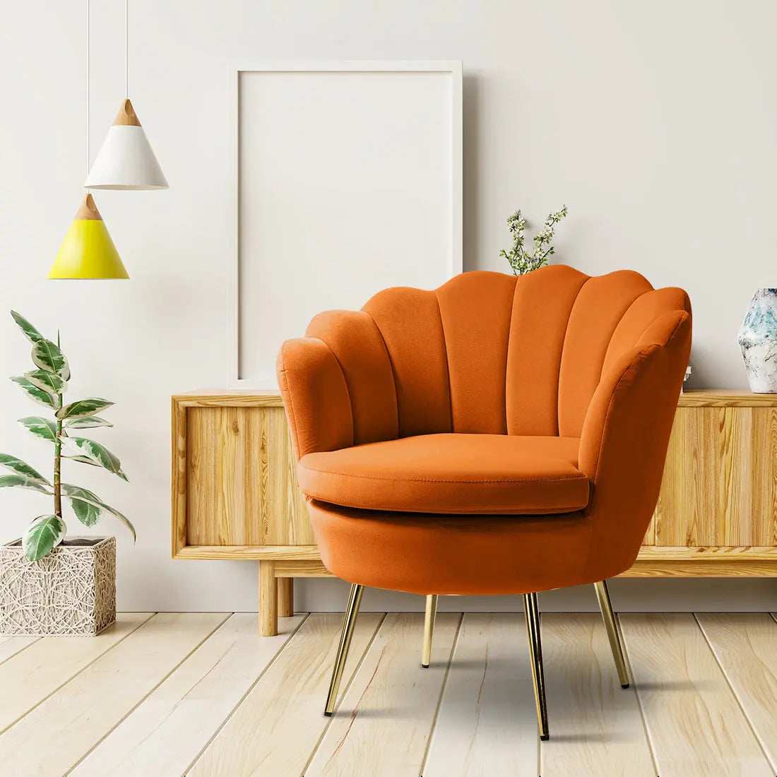 Shell Motif Accent Chair – Orange