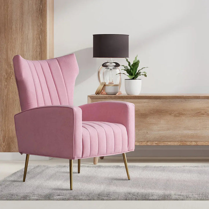 Orion Wingback Accent Chair – Pink