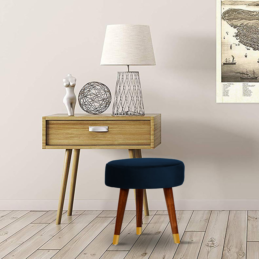 Callum Ottoman In Blue