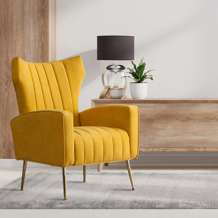 Orion Wingback Accent Chair – Yellow
