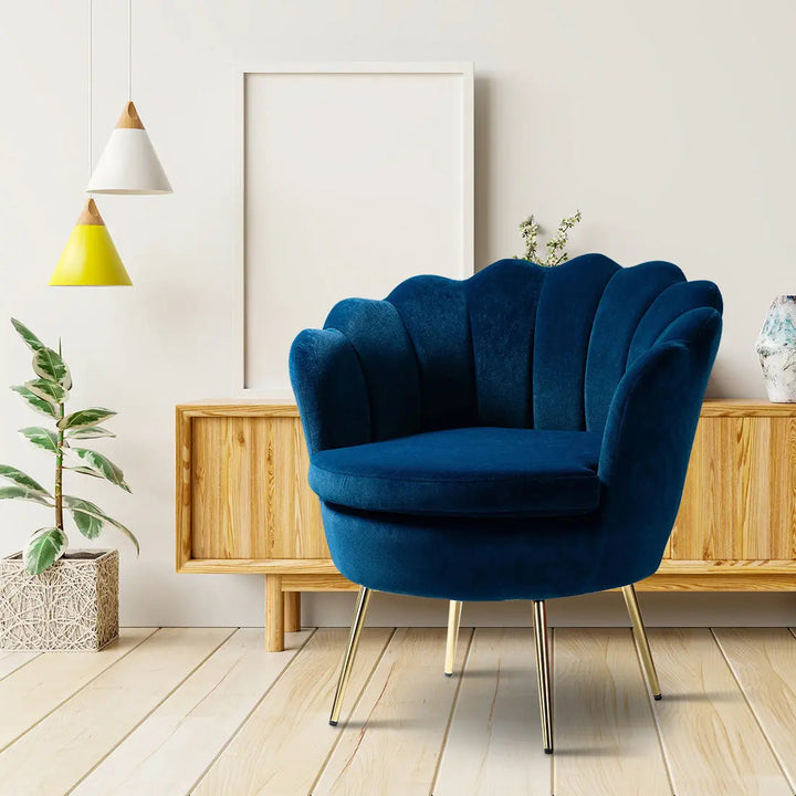 Shell Motif Accent Chair – Blue