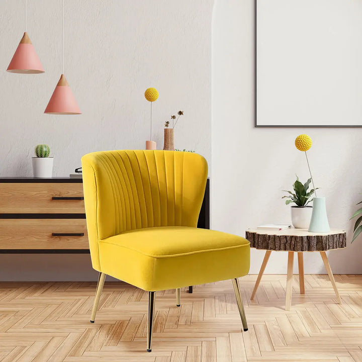 Luna Tufted Accent Chair – Yellow