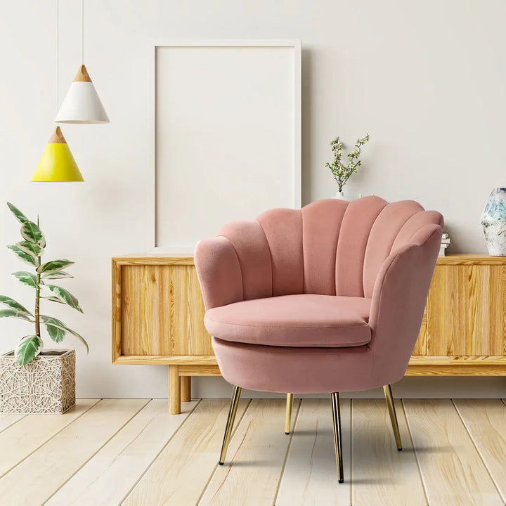 Shell Motif Accent Chair – Pink