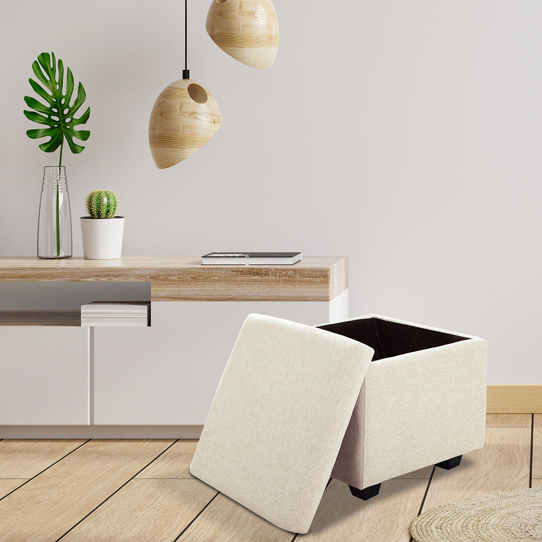 Square Stoage Ottoman With Storage White