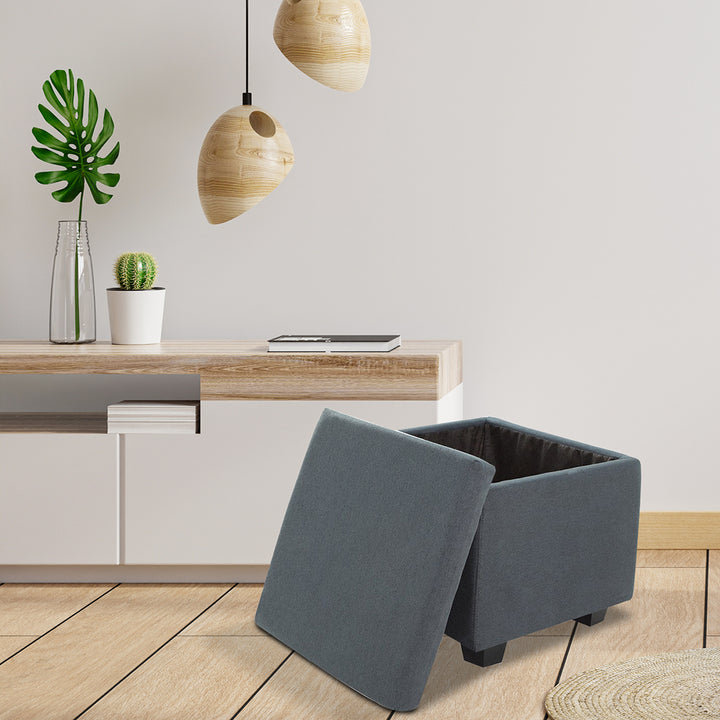Square Stoage Ottoman With Storage Grey