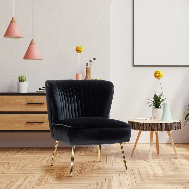 Luna Tufted Accent Chair – Black