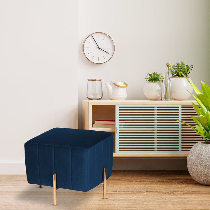 Square Gold Ottoman Stainless Steel In Blue