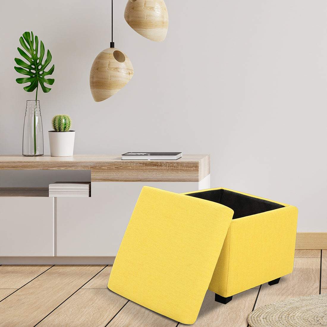 Square Stoage Ottoman With Storage Yellow