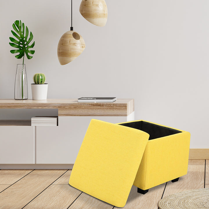 Square Stoage Ottoman With Storage Yellow
