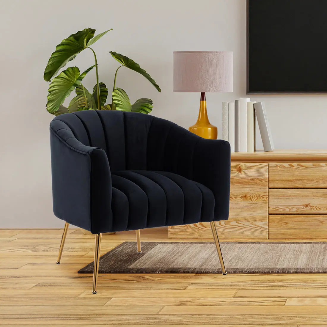 Aurora Velvet Accent Chair – Black