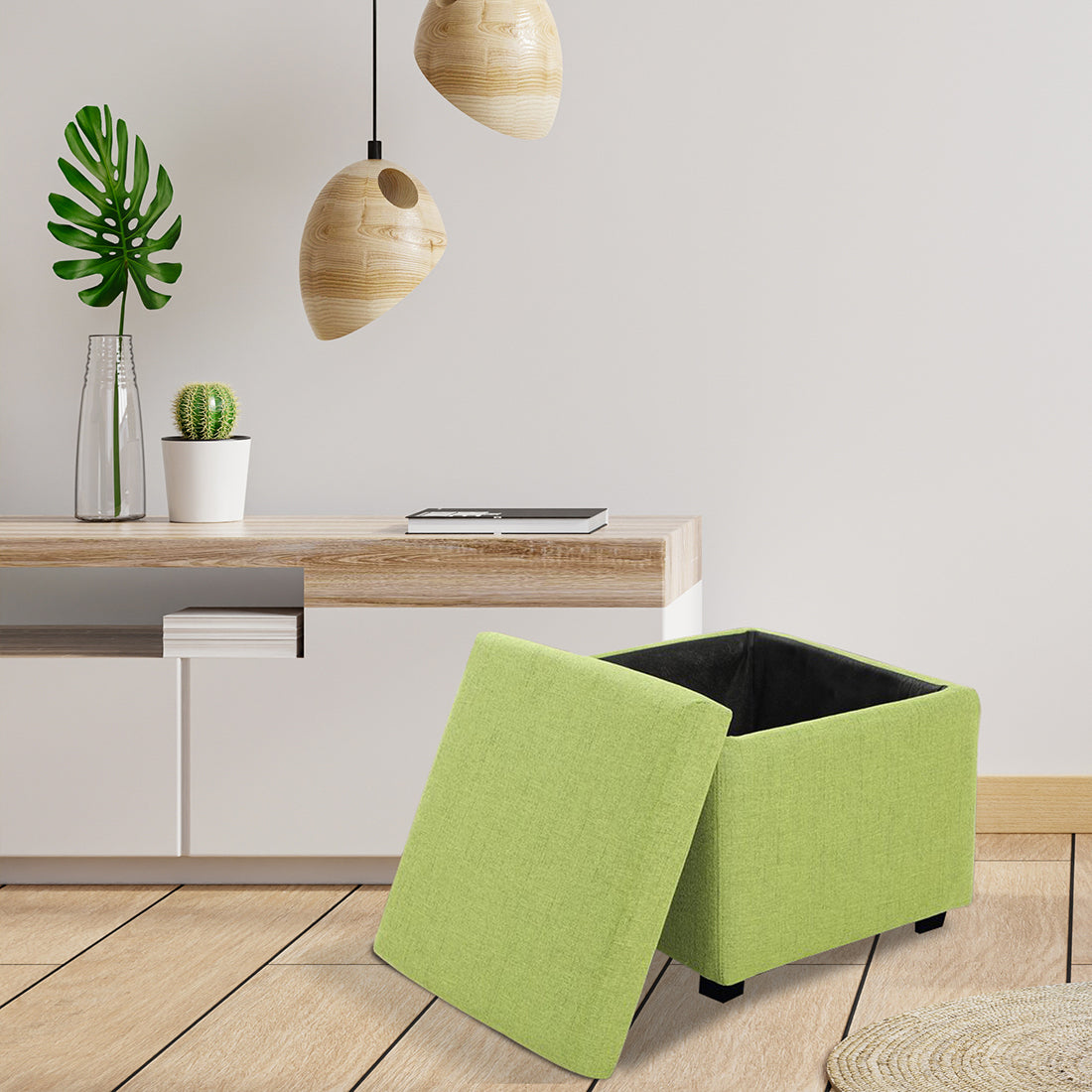 Square Stoage Ottoman With Storage Green