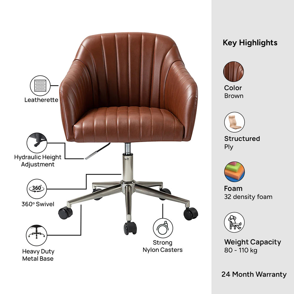 Colm Task Chair Brown | Compact Office Chair Brown