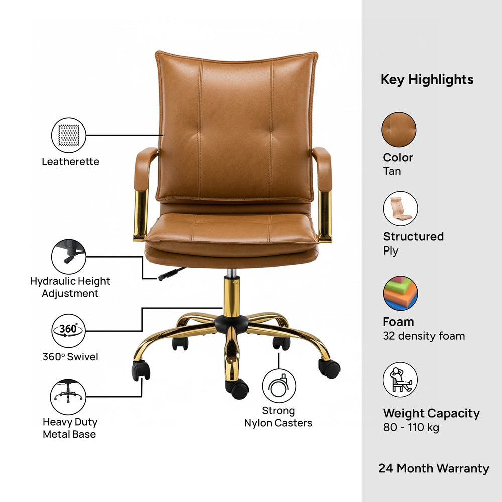 Marlon Task Chair Tan | Executive Office Chair Tan