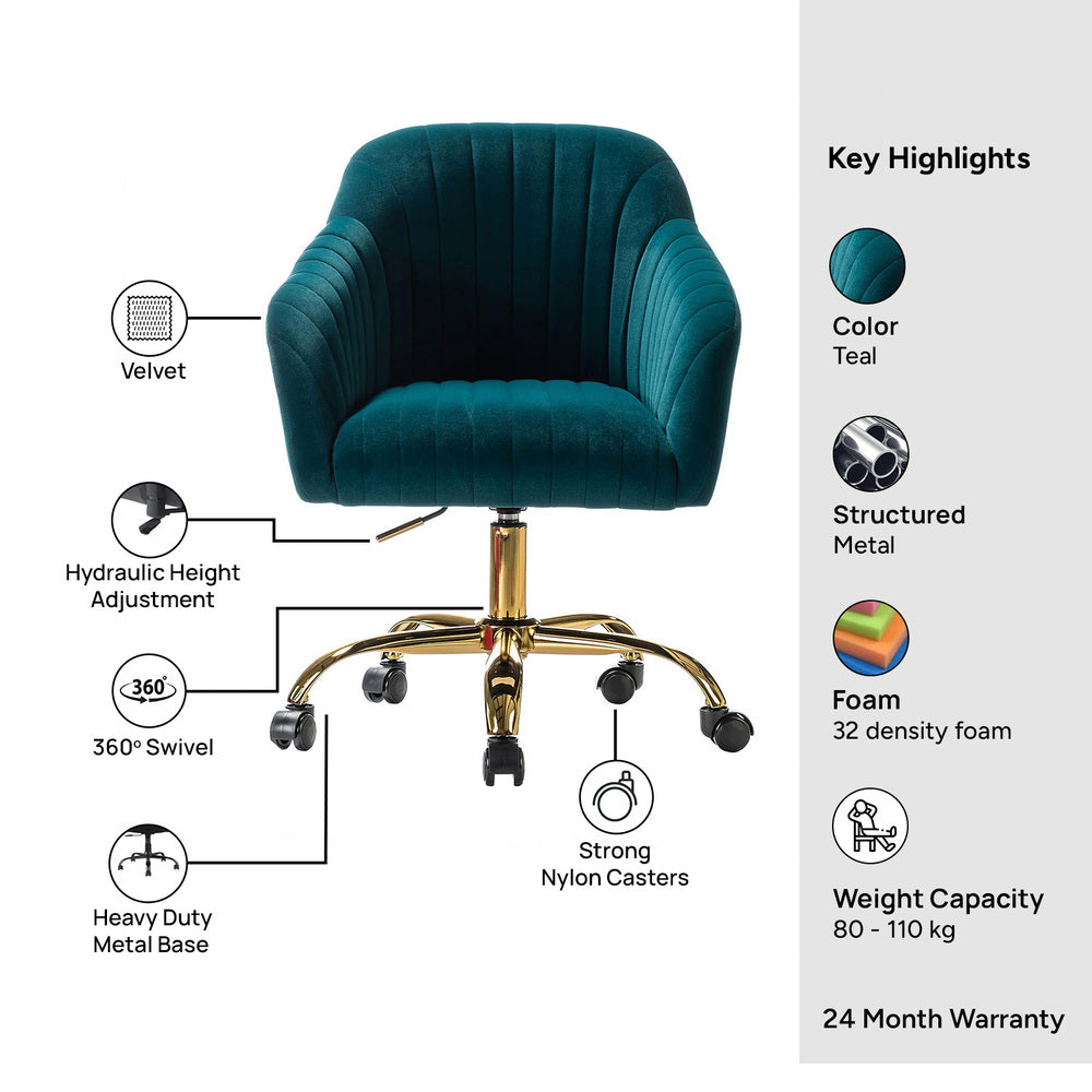 Louise Task Chair Teal | Modern Office Chair Teal