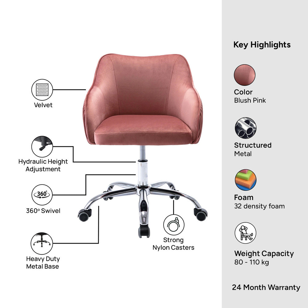 Leisel Task Chair Pink | Adjustable Office Chair Pink