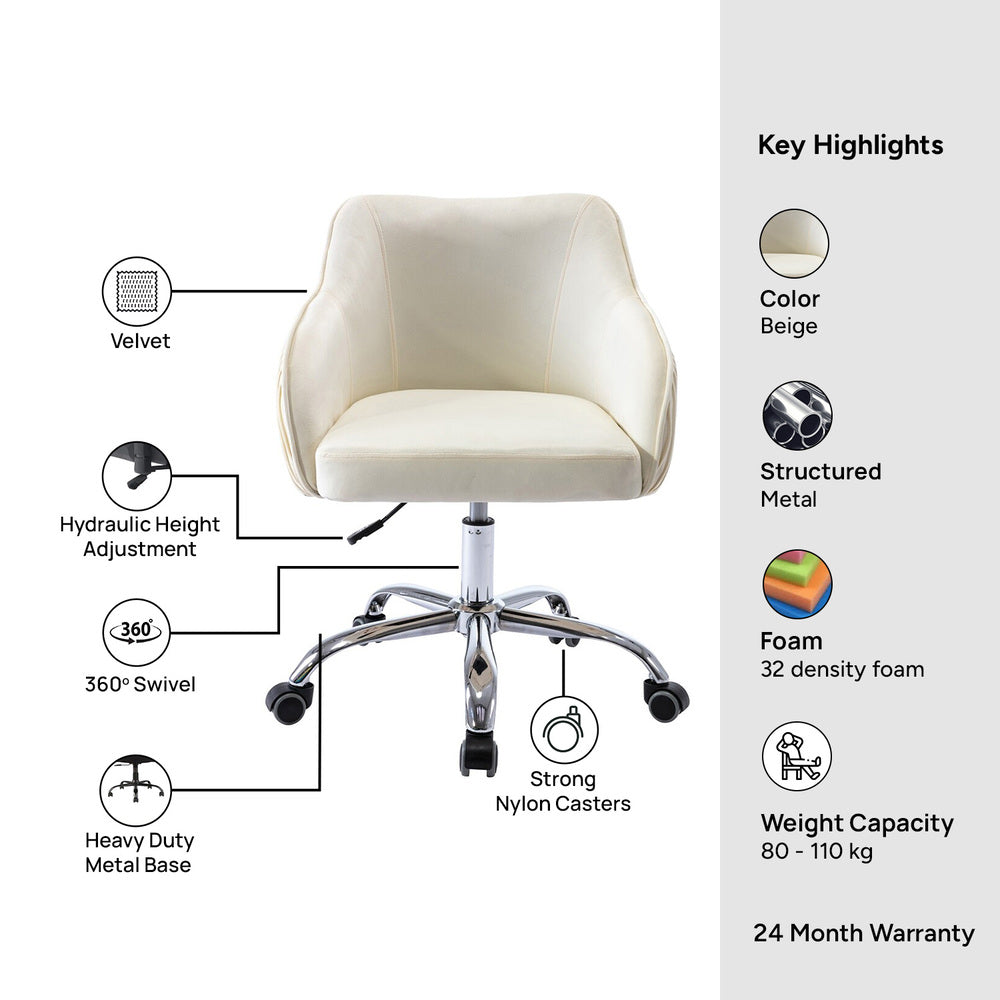 Leisel Task Chair Beige | Adjustable Office Chair Beige
