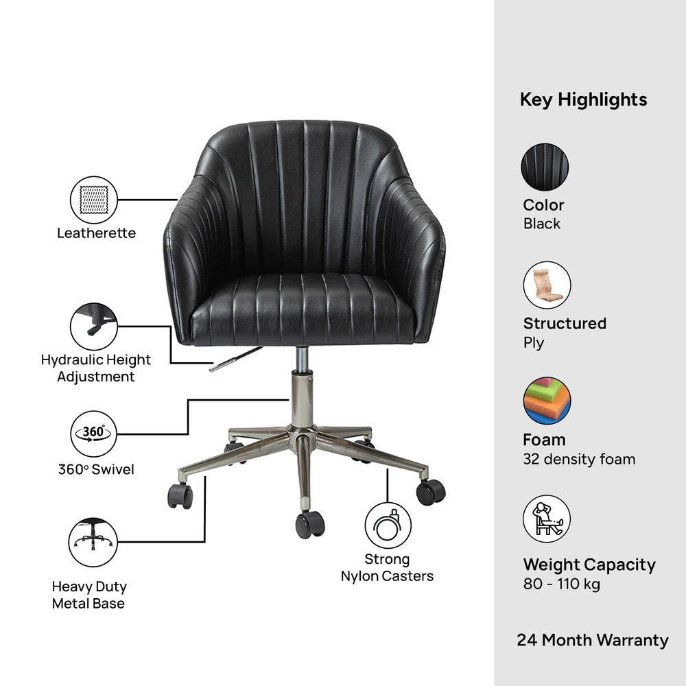 Colm Task Chair Black | Compact Office Chair Black