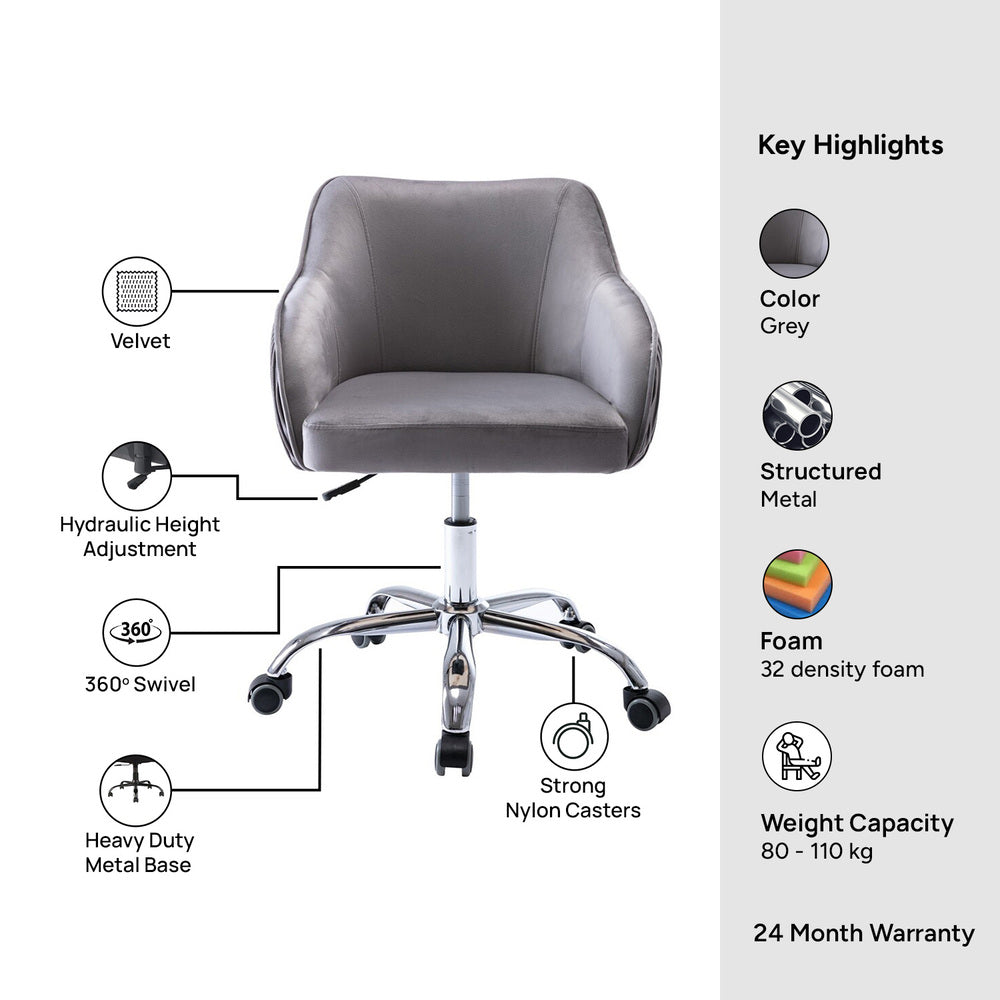 Leisel Task Chair Grey | Adjustable Office Chair Grey