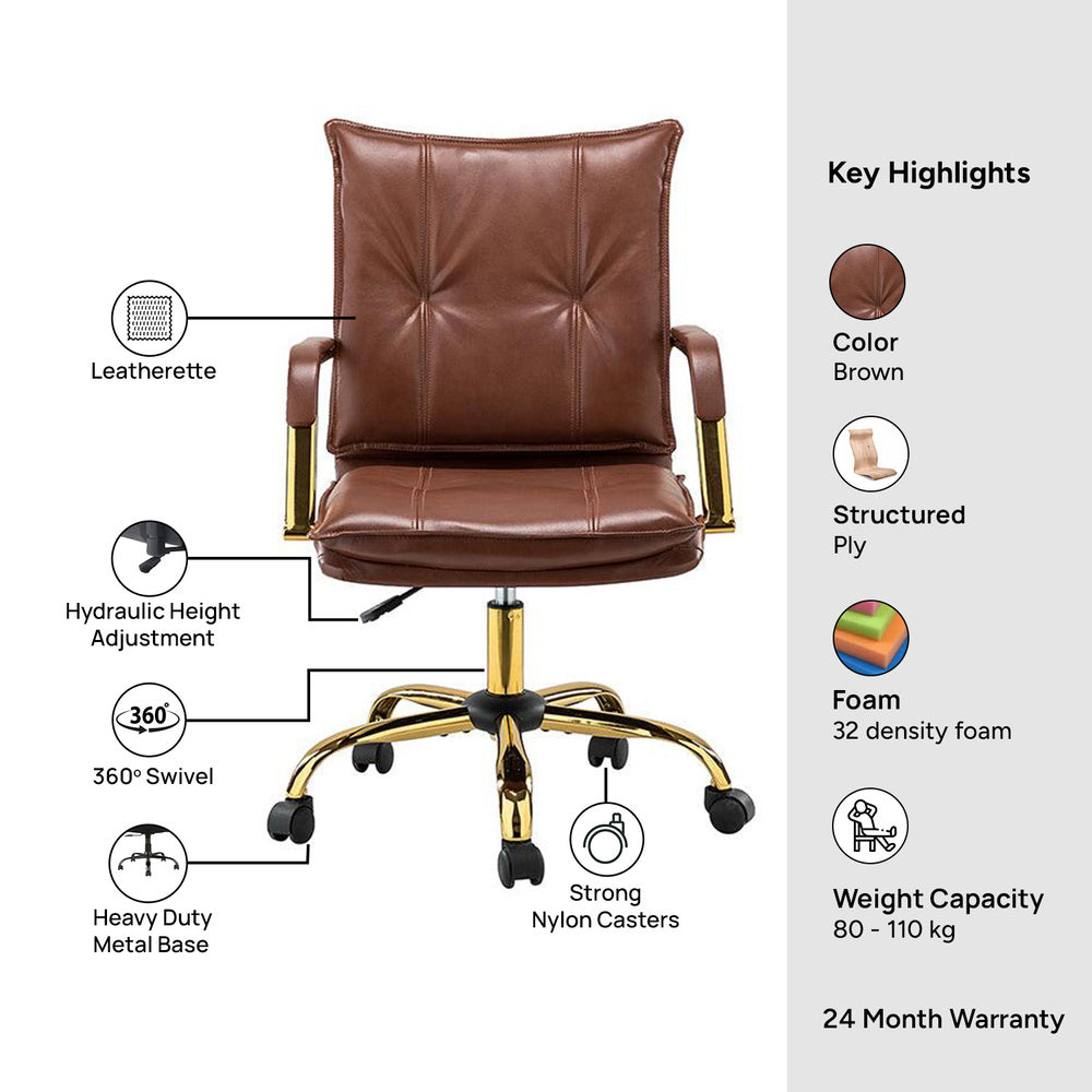 Marlon Task Chair Brown | Executive Office Chair Brown