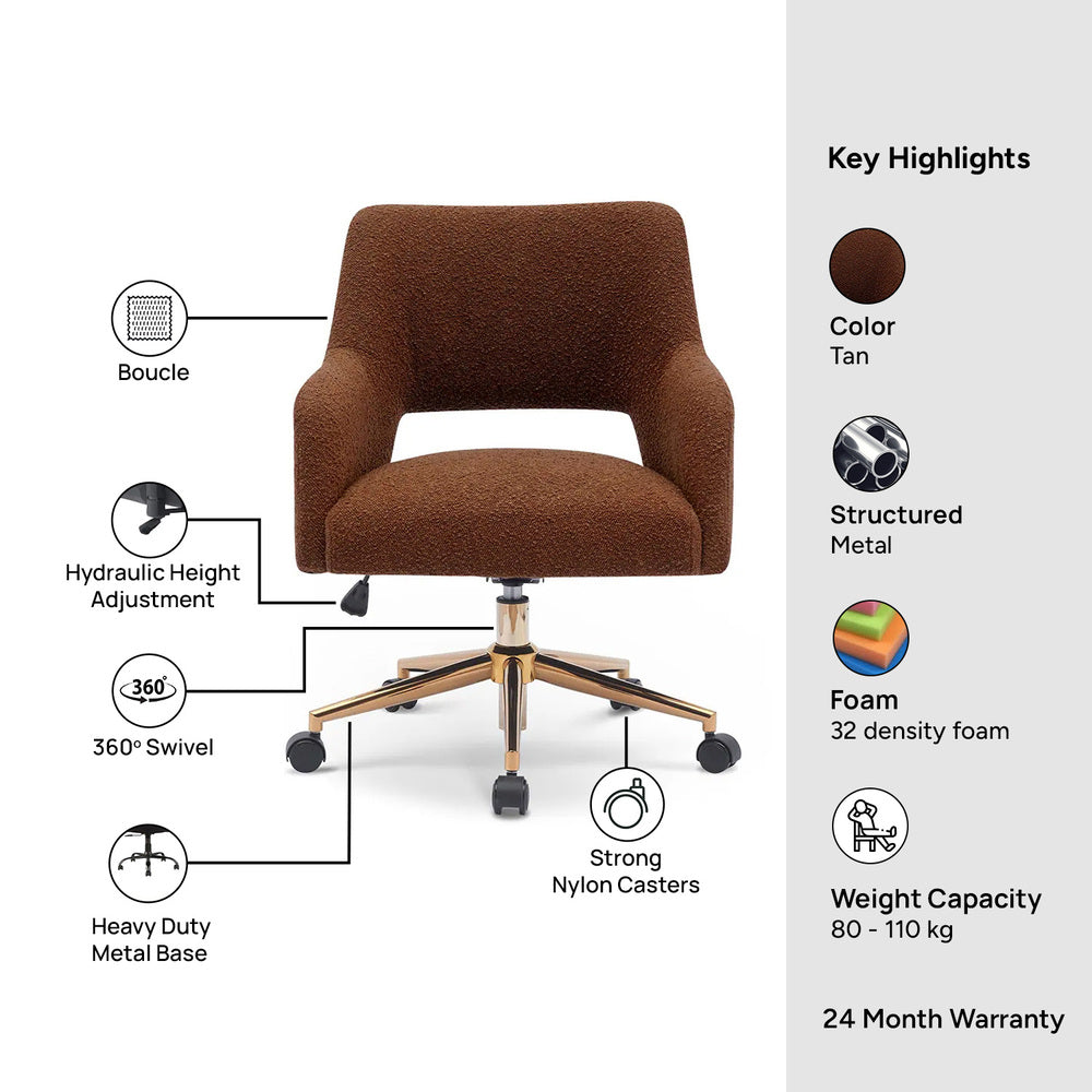 Lotsee Task Chair Brown | Mesh Office Chair Brown