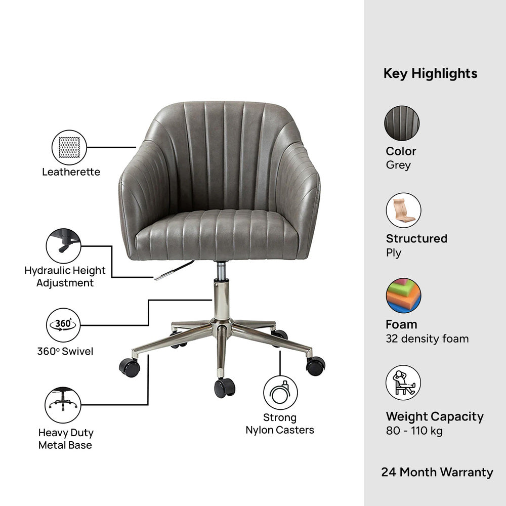 Colm Task Chair Grey | Compact Office Chair Grey