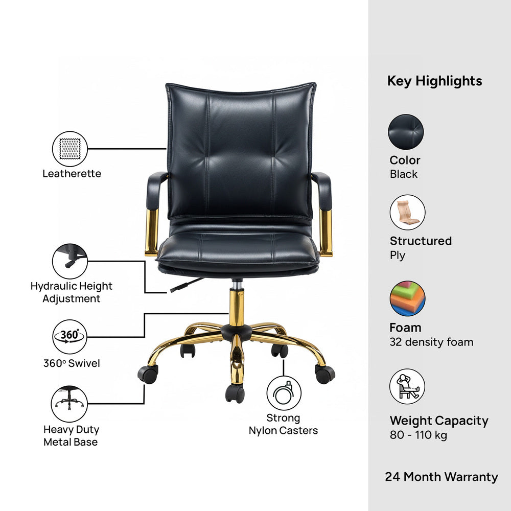 Marlon Task Chair Black | Executive Office Chair Black