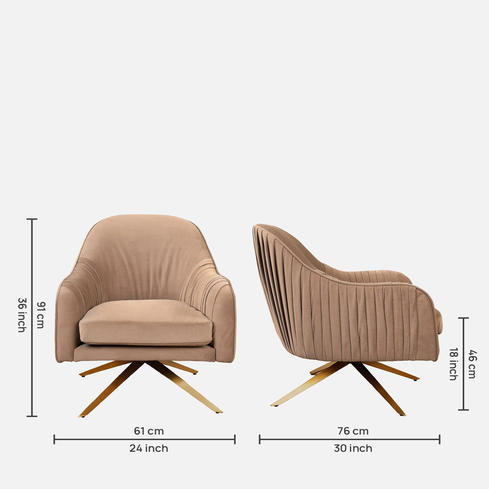 Gladden Revolving Accent Chair Light Brown | Swivel Accent Chair Light Brown