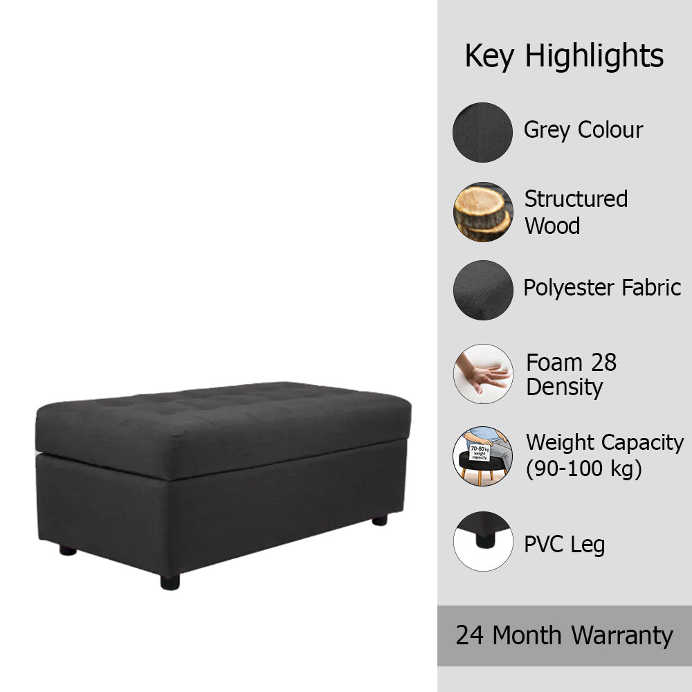 Modern Tufted Storage Ottoman Bench Grey
