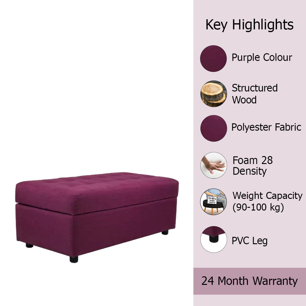 Modern Tufted Storage Ottoman Bench Purple