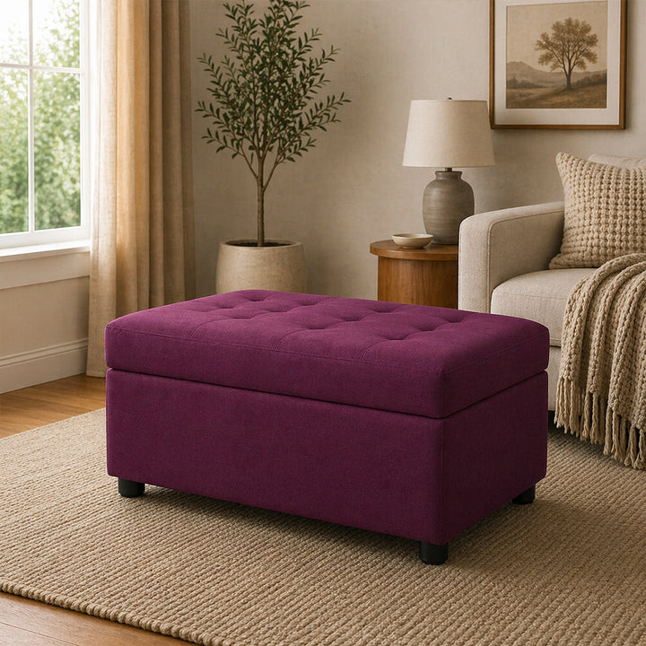 Doe Buck Modern Storage Ottoman Bench|Purple