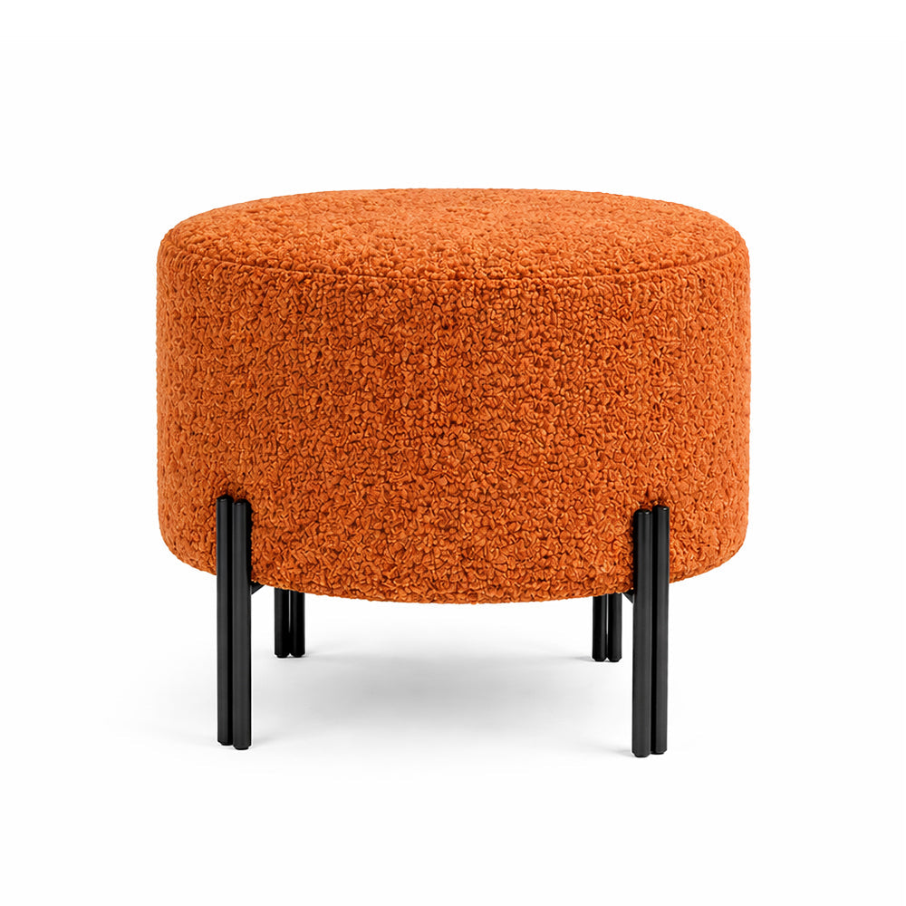 Premium Bouclé Orange Ottoman - Black Legs