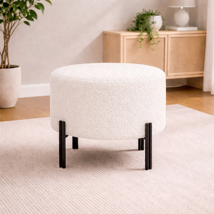 Doe Buck Premium Ottoman|White With Black Legs