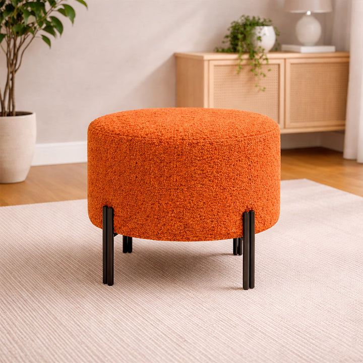 Doe Buck Premium Ottoman|Orange With Black Legs