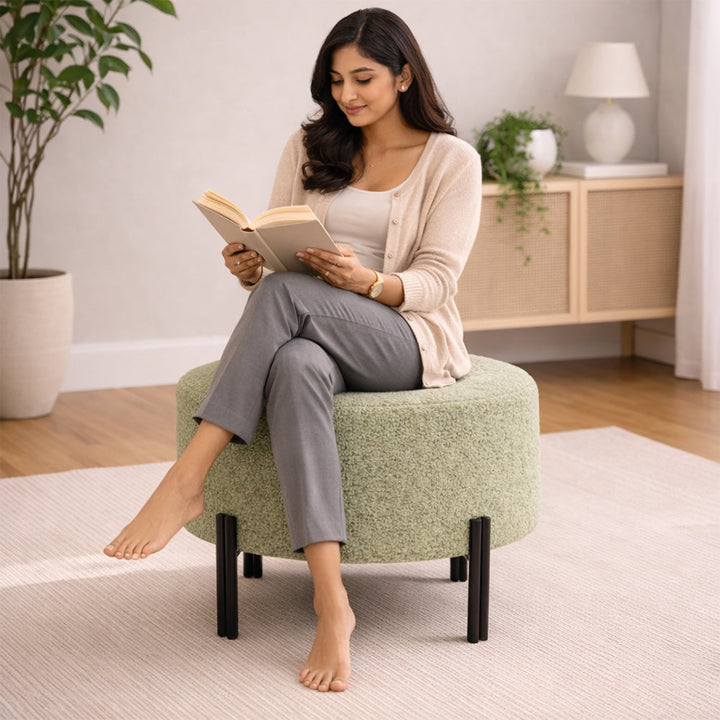 Doe Buck Premium Ottoman|Sage With Black Legs