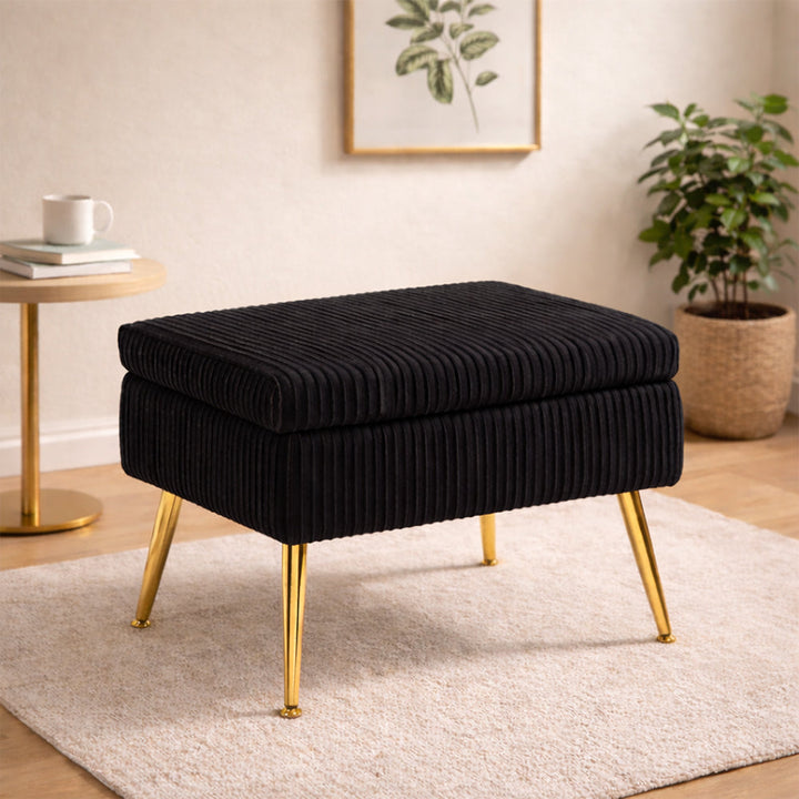 Doe Buck Ribbed Ottoman|Black