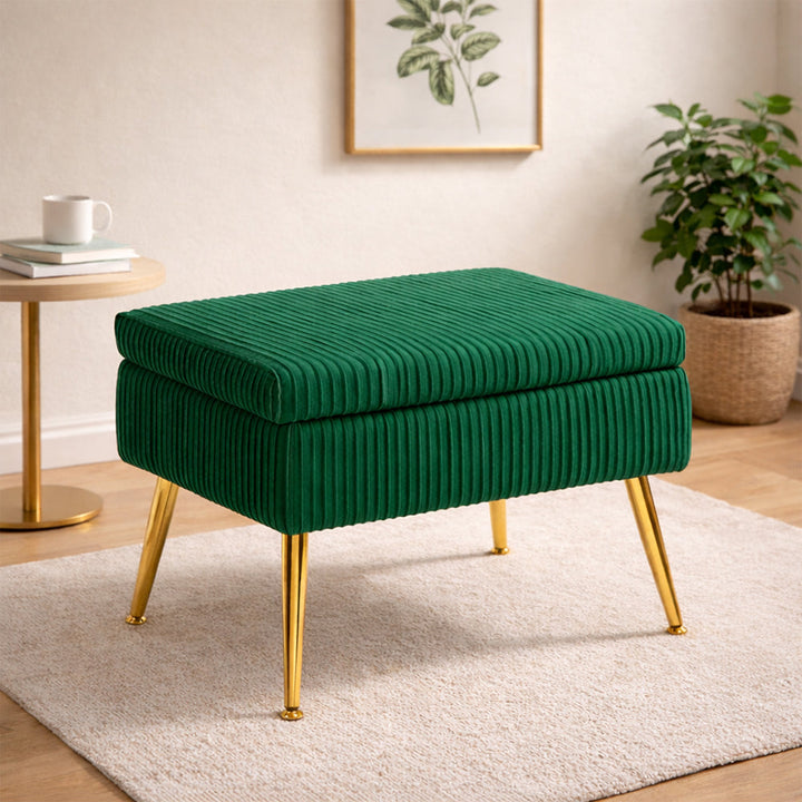 Doe Buck Ribbed Ottoman|Green