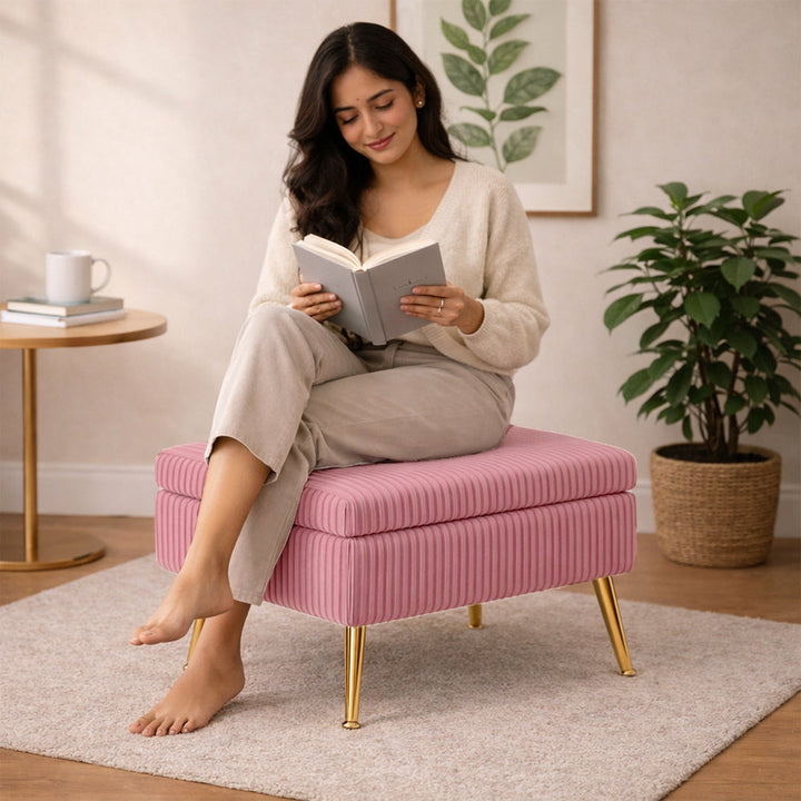 Doe Buck Ribbed Ottoman|Pink