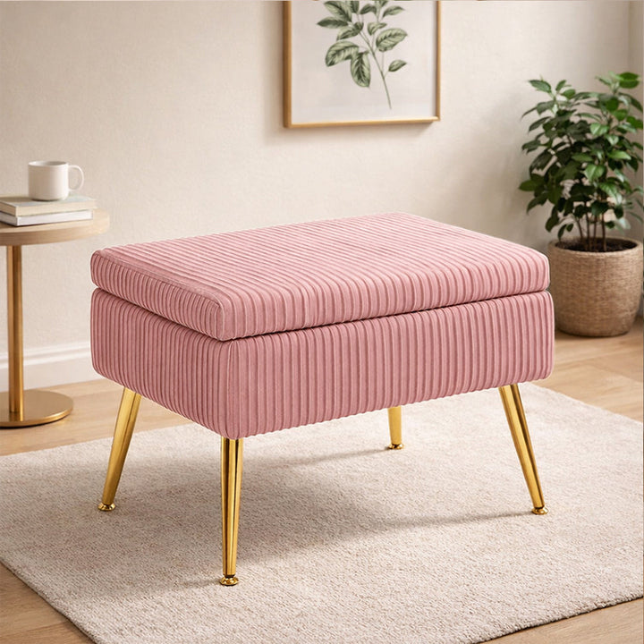 Doe Buck Ribbed Ottoman|Pink